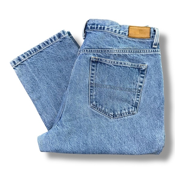 Vintage Tommy Hilfiger Blue Jeans High Rise Mom Jeans 90s Baggy y2k Straight Leg - Picture 1 of 11